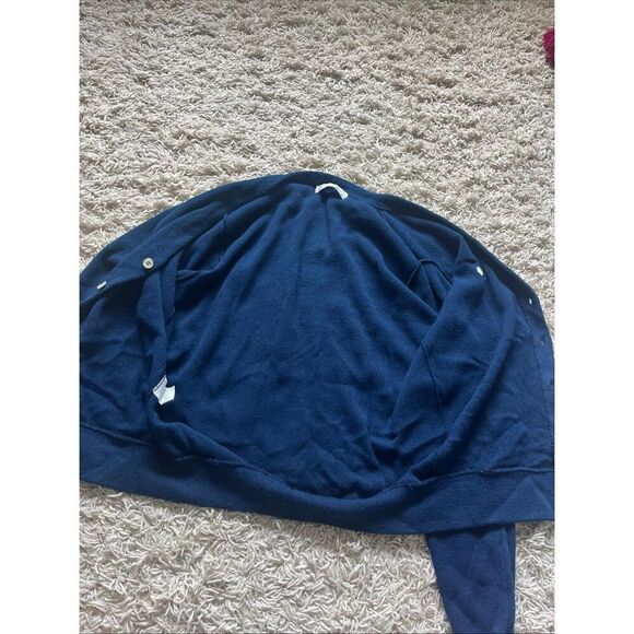 Vintage Christian Dior Monsieur Sweater M Orlon USA Made Logo Cardigan Navy Blue - Picture 11 of 12
